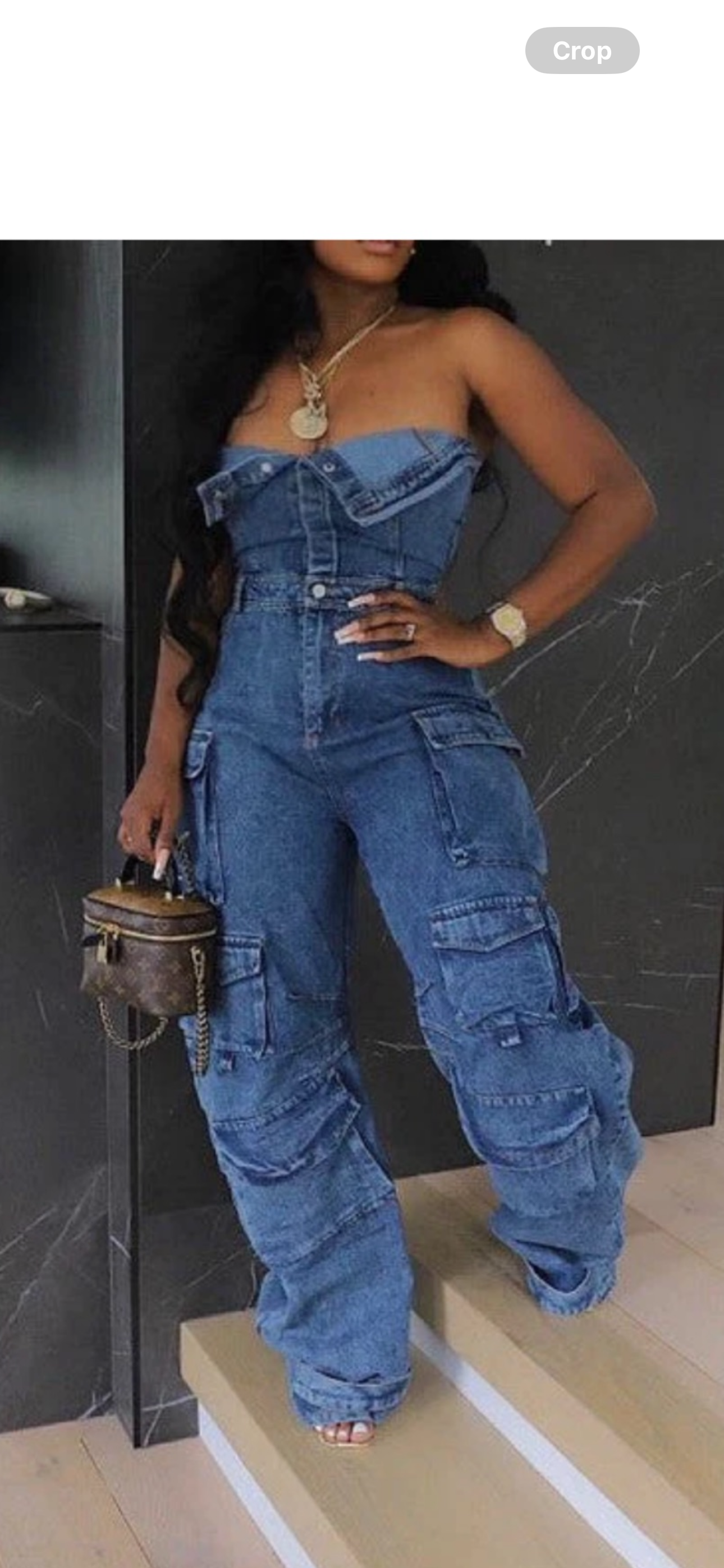 Denim me down cargo jumpsuit ￼